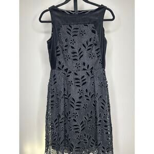 Ivanka Trump Dress- size 2- velvet and eyelet fabric, lined, sleeveless
